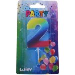 Wiky Párty svíčka číslo 2 Duha – Zboží Dáma