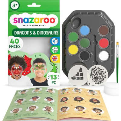 Snazaroo sada 8 barev na obličej a tělo s šablonami Draci a dinosauři – Zboží Dáma