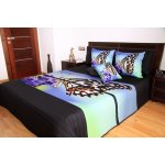 DumDekorace přehoz na postel Černo modré přehozy s motivem motýla 220 x 240 cm