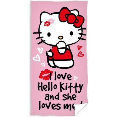 Carbotex Bavlněná plážová osuška Hello Kitty motiv Love 70 x 140 cm – Zboží Mobilmania