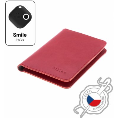 Kožená peněženka FIXED Smile Passport se smart trackerem FIXED Smile PRO, velikost cestovního pasu, červená FIXSM-SP2-RD – Zboží Mobilmania