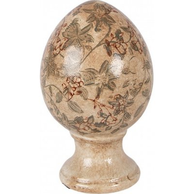 Clayre & Eef Béžové keramické vajíčko s květy Margaus M Ø 12*19 cm – Hledejceny.cz