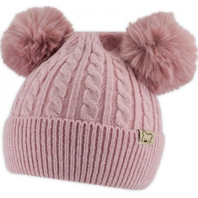 Pletená zimní čepice Bambulka pudrově růžová – Sleviste.cz