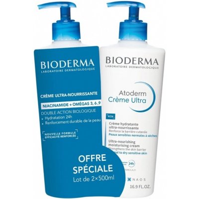 Bioderma Atoderm Ultra-Nourishing Moisturising Cream Duopack výživný hydratační tělový krém 1000 ml – Zboží Dáma