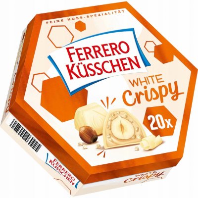 Ferrero Küsschen čokoládové pralinky White Crispy v bílé čokoládě s mléčným krémem 172 g – Zboží Dáma