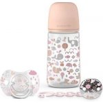 Suavinex sada lahvička + Dudlík Fyz. Klip Memories růžová 270ml – Hledejceny.cz