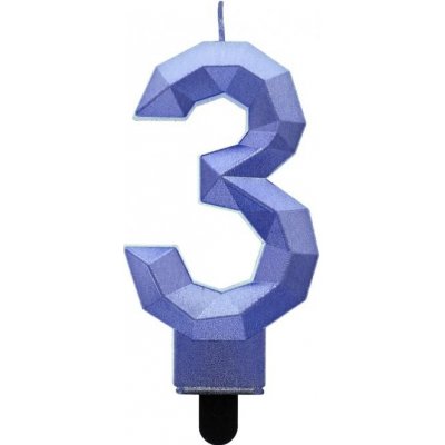 Godan Číslo svíčka 3 Diamond metalická tmavě modrá 7,6 cm – Zboží Mobilmania