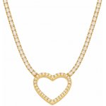 Šperky Eshop Ocelový náhrdelník zlaté barvy se zirkonovým řetízkem a srdcem Q06.11 – Hledejceny.cz
