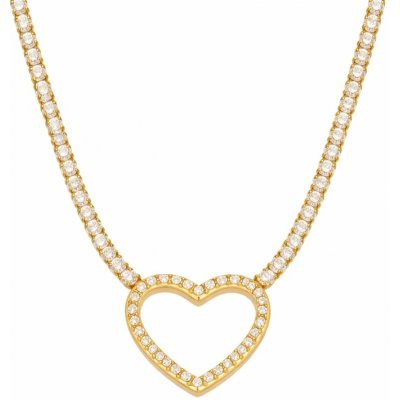 Šperky Eshop Ocelový náhrdelník zlaté barvy se zirkonovým řetízkem a srdcem Q06.11 – Hledejceny.cz