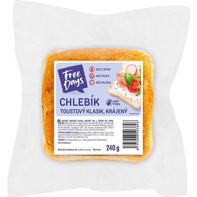 FREE DAYS Chlebík toust bílý krájený 240 g – Zboží Mobilmania