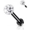 Piercing Šperky4U Černý piercing do brady ucha s kamínky LB1089K-1208