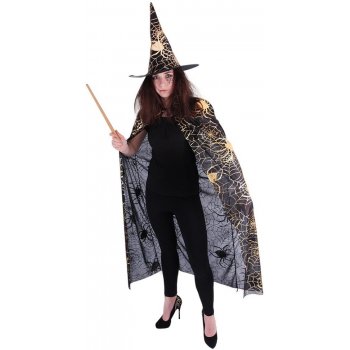 Čarodějnický plášť s kloboukem a pavučinou /Halloween