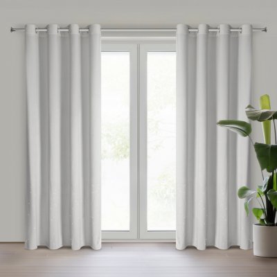 EUROFIRANY ZATEMŇOVACÍ ZÁVĚS NA KROUŽCÍCH ARIADNA 140X250 CM BÍLÁ – Sleviste.cz