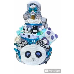 BabyDort třípatrový plenkový dort pro miminko PANDA PREMIUM