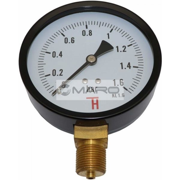 Měření voda, plyn, topení Thermis Manometr standardní 312 spodní ø100 mm, M20x1,5, 0- 1,6 bar 3121,6barM20