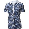 Dámská Trička BACKTEE Ladies Flower QD UV Polo Navy