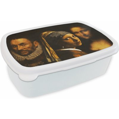 MuchoWow® Box na oběd BČervenázeit 11x17x6cm Dívka s perlovou náušnicí - William Oranžský - Mona Lisa Dětský box na svačinu