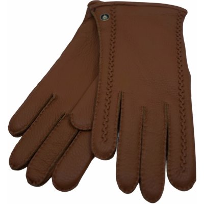 Carlsbad Hat Co. pánské hnědé ručně šité kožené rukavice z jelení kůže kašmírová podšívka – Zboží Mobilmania