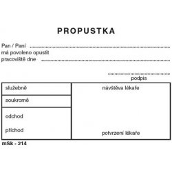 MSK 7400214 propustky 100 listů A7