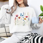 Luční květiny v3 mikina bílá – Zboží Dáma