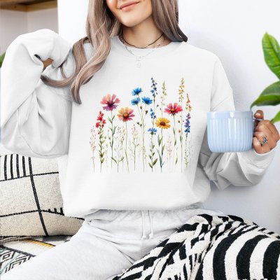 Luční květiny v3 mikina bílá – Zboží Dáma