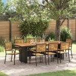 Omaxi 455659 Zahradní jídelní souprava 9 pcs Černá 240 x 90 x 75 cm – Hledejceny.cz