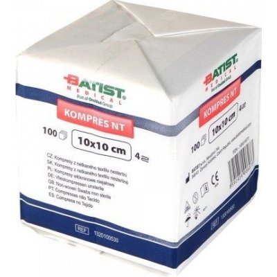 Batist Kompres z netkaného textilu nesterilní 10 x 10 cm 100 ks – Zboží Dáma