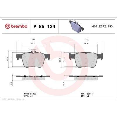 Sada brzdových destiček BREMBO P85124 | Zboží Auto