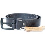 Kožený opasek z pevné silné kůže s černou přezkou FLW černý – Zboží Dáma