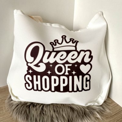 Látková taška Queen of Shopping 40x33cm – Zboží Mobilmania