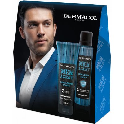 Dermacol Men Agent Gentleman Touch čisticí gel 3 v 1 250 ml + Gentleman Touch deospray bez obsahu hliníku 150 ml dárková sada – Zbozi.Blesk.cz