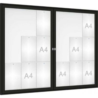 PROCITY Venkovní elegantní vitrína Tradition, 18 x A4 dvoukřídlá, černá | Zboží Auto