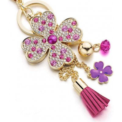 Přívěsek na klíče Krásný fialový čtyřlístek pro štěstí