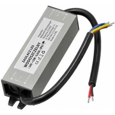 BERGE LED hermetický zdroj - 24V - 15W - 0,63A - IP67 PS-WP-24V-15W – Sleviste.cz