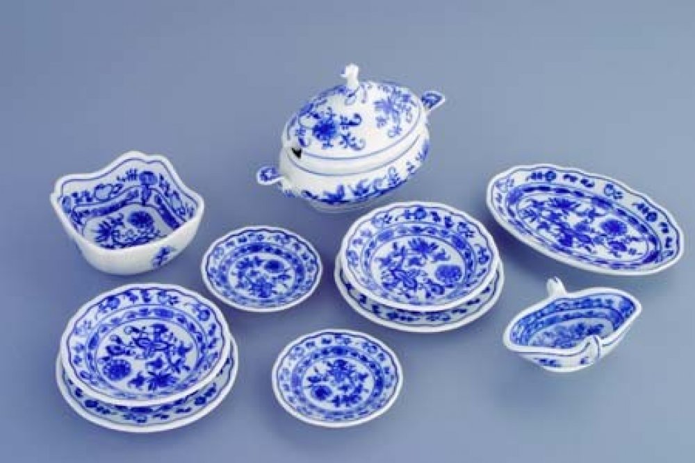 Cibulák Souprava jídelní miniaturní 570 g originální cibulákový porcelán  Dubí, cibulový vzor, (70403) – Zboží Dáma