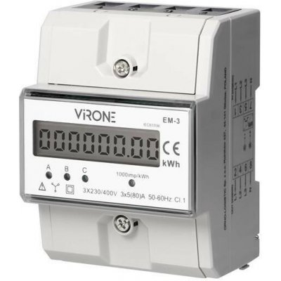 Elektroměr 3F na DIN lištu třífázový VIRONE EM-3 digitální – Hledejceny.cz