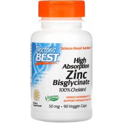 Doctor's Best High Absorption Zinc Bisglycinate 50 mg 90 rostlinných kapslí