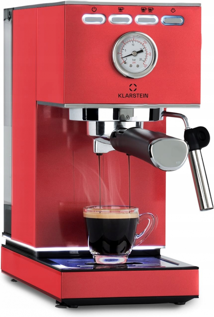 Baňkový tlakový kávovar Klarstein Pausa 1350 W červený