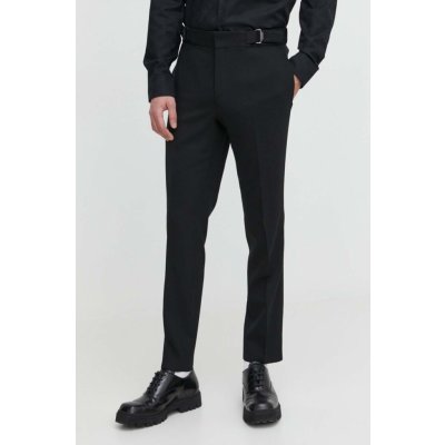 HUGO kalhoty s příměsí vlny černá ve střihu chinos 50514141 – Zboží Mobilmania