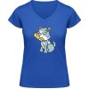 Dámské tričko s potiskem Soft-Style V Tričko Gildan Pes Zeus 2 Royal Blue