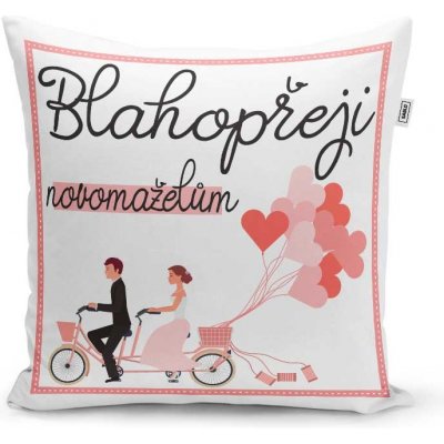Sablio Polštář Blahopřeji novomanželům 40x40 – Zboží Dáma