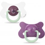 Suavinex šidítko den & noc fyziologické silikon kočka fialová 2 ks – Zboží Dáma