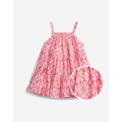 Baby šaty gauze tiered floral dress Červená – Zboží Mobilmania