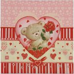 ubrousek 33x33 cm medvídek s růží – Sleviste.cz