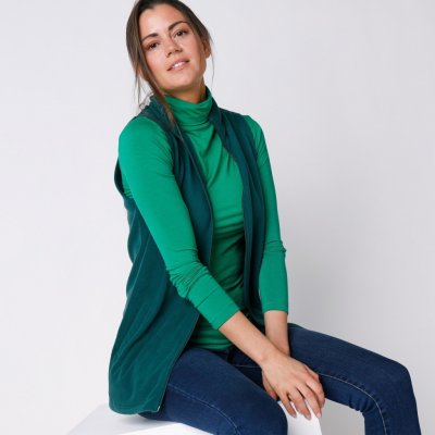 Blancheporte fleecová vesta na zip smaragdová – Zboží Mobilmania