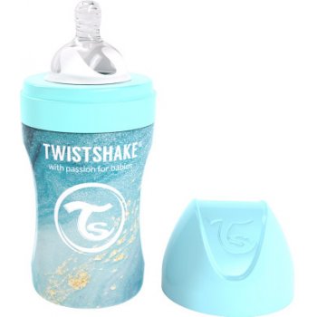 Twistshake kojenecká láhev AntiColic nerezová mramorově modrá 260ml