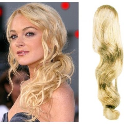 Clip in příčesek culík / cop 100% japonský kanekalon 60cm vlnitý nejsvětlejší blond – Zboží Dáma