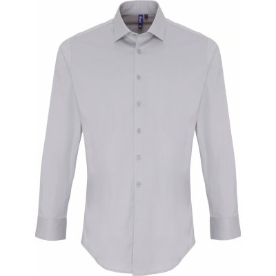 Premier Workwear pánská bavlněná košile s dlouhým rukávem PR244 silver