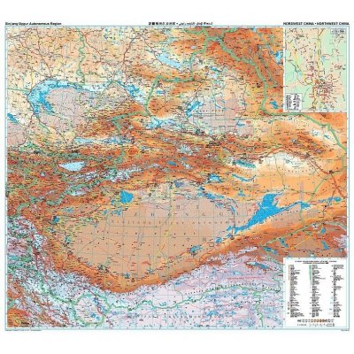 Gizi Map Čína severozápad (China Northwest) - nástěnná mapa 99 x 88 cm Varianta: bez rámu v tubusu, Provedení: laminovaná mapa v lištách