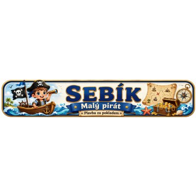 Bezvadary.cz | Dětská cedulka se jménem a pirátským motivem 30x6,3 cm / PVC plast 3mm / bez přísavek dz13 – Hledejceny.cz